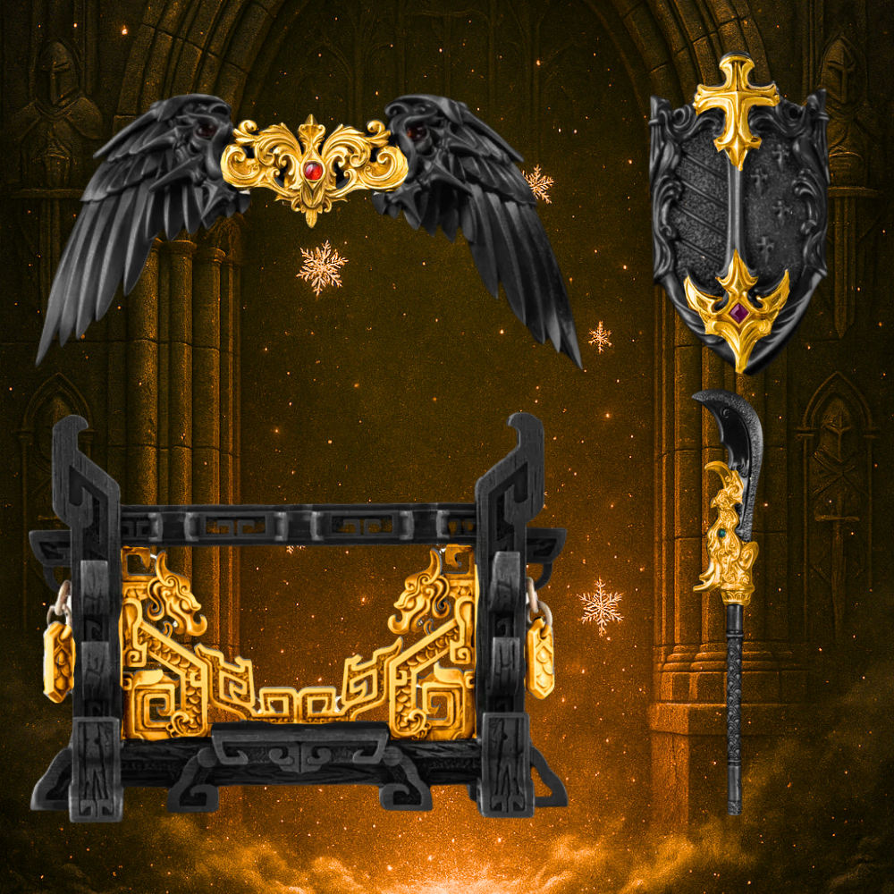 Set of 4 Accessories - Black and Gold Edition
